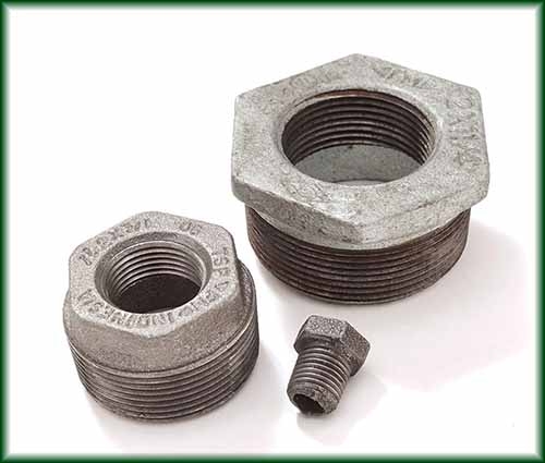 Two different Malleable Iron Hex Bushings.