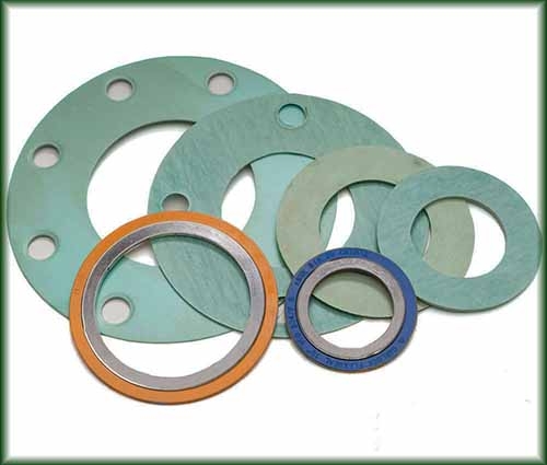 Six different Pipe Fitting Gaskets made of metal.