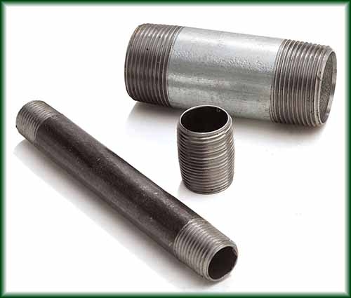 Three different Carbon Steel Seamless Pipe Nipples made of Grade B material.