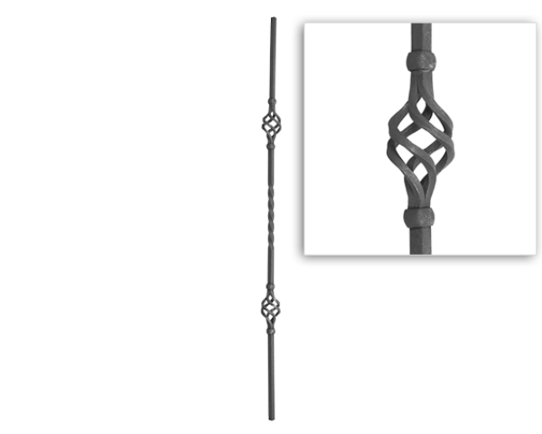 Baluster plain twist with baskets&comma; square baluster.