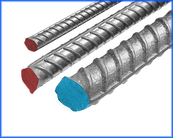 3 different sizes of Carbon Steel Rebar