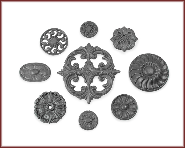 Nine different Cast Iron Rosettes and Inserts.