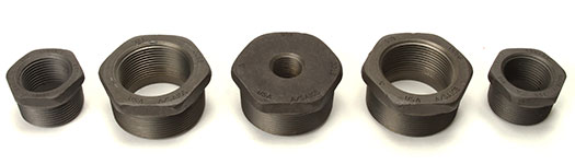 Five different Forged Steel Hex Bushings, all made solid bar stock