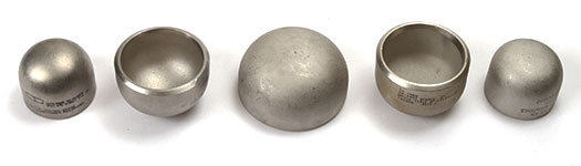 Five different sizes of Stainless Buttweld Caps