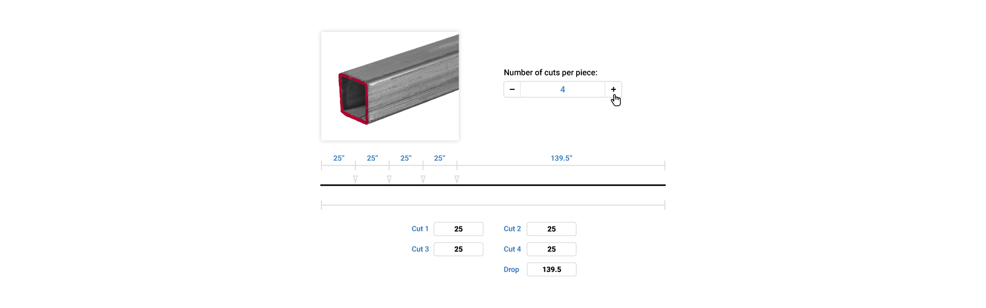 Specify cuts on a cut steel web order
