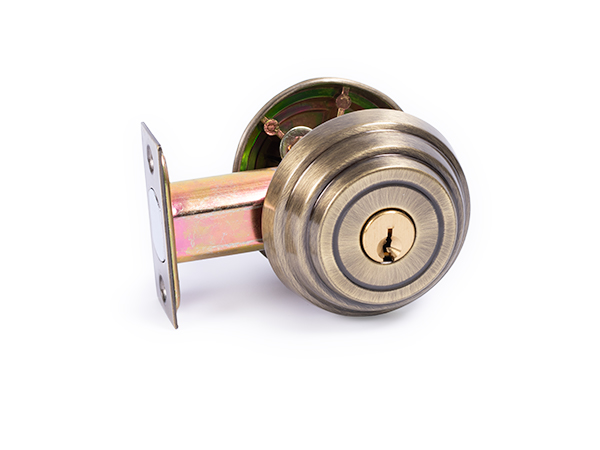 Antique brass, 2.375-inch, backset deadbolt lock