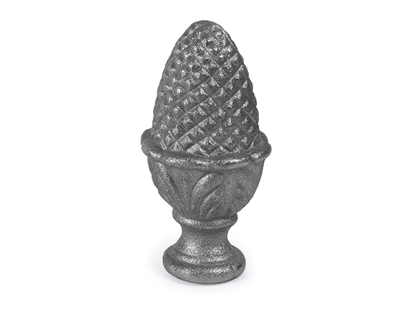 Cast iron pineapple cap, 5.5-inch tall fits, 2.5 inch rod
