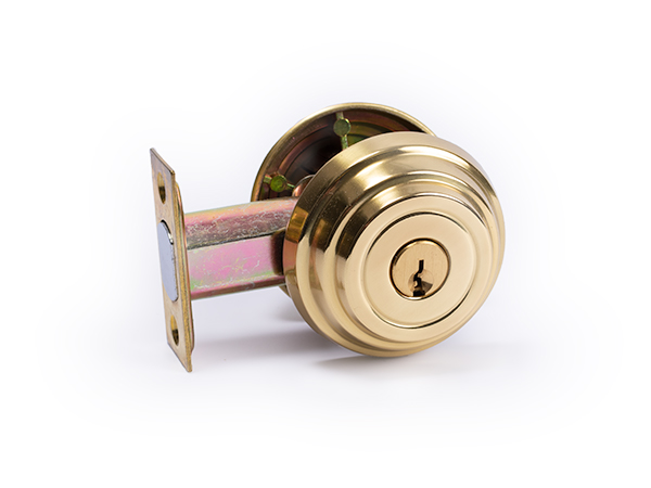 Polished brass, 2.375-inch backset deadbolt lock