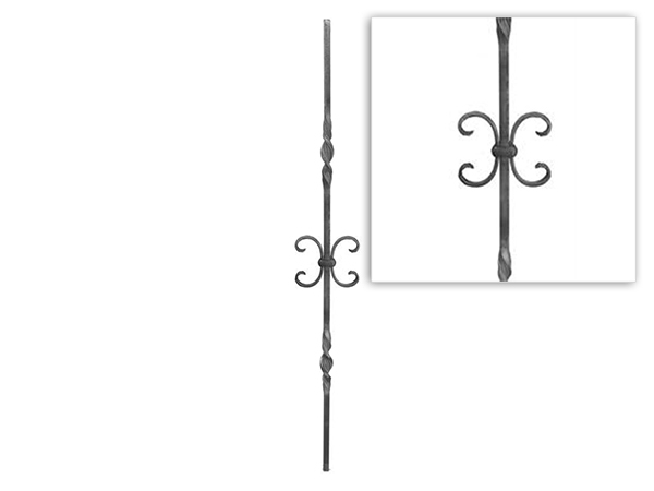 Baluster double ribbon twist with scroll, 39.5 inch