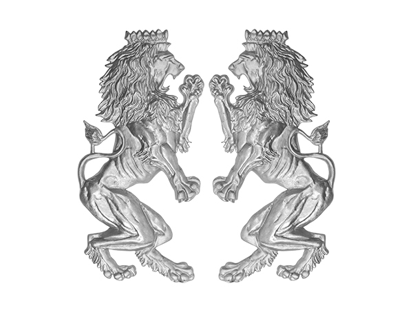 Aluminum Leo Brittanica lions pair