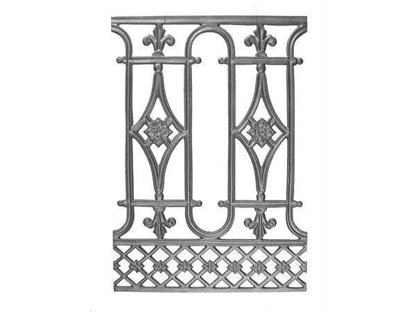 Cast iron, 24 x 17 railing casting.