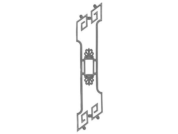 Cast iron 31.5 x 6.75, stair pitch railing casting