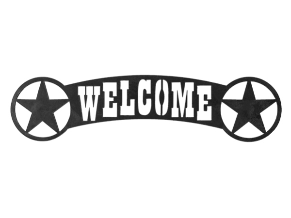 Plasma cut welcome sign with star.