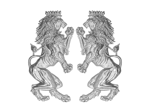 Aluminum Leo Brittanica lions pair