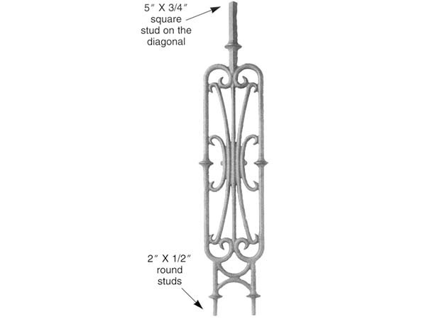 Cast iron railing casting, 36 x 8-inch