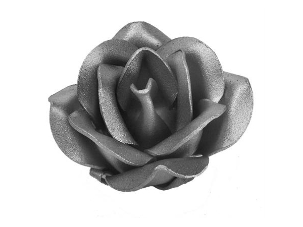3-D forged steel rose. 12 petals molded into a flower with 4 smaller leaves at the base