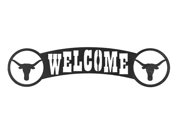Plasma cut welcome sign with longhorns